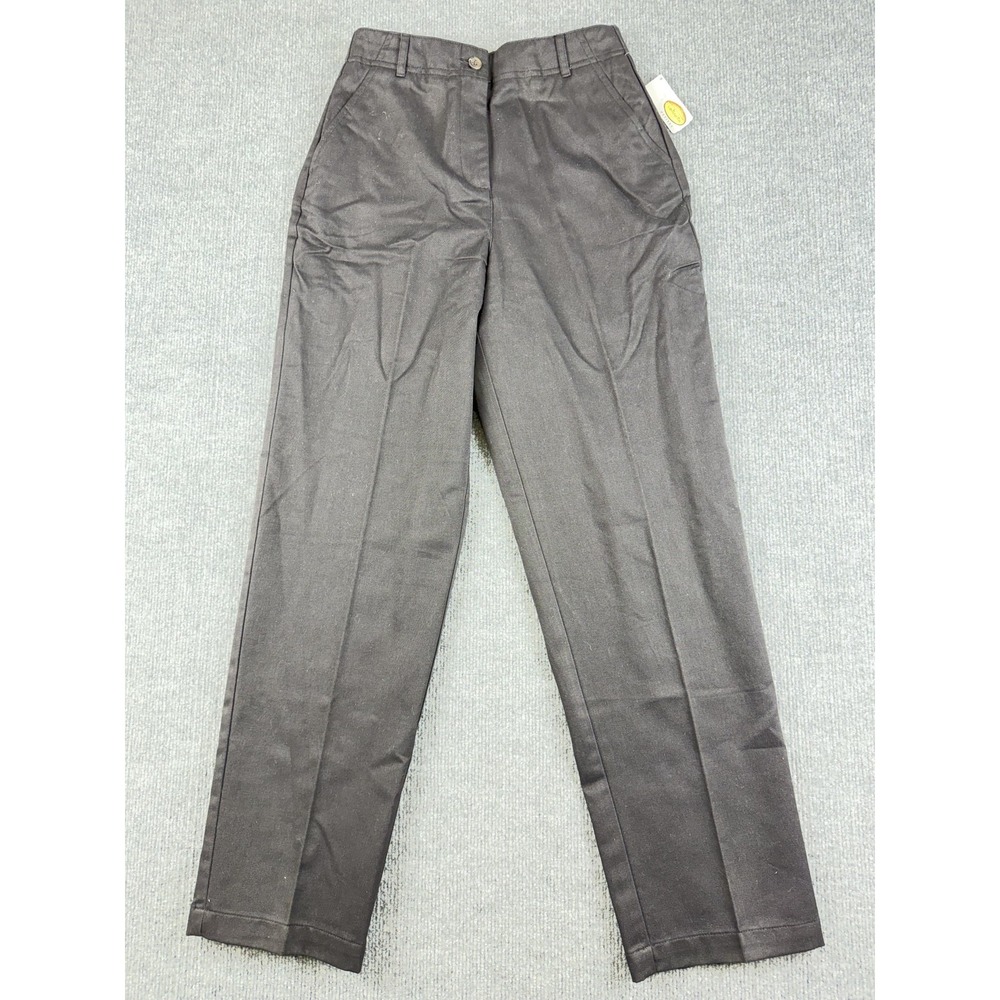 Talbots Dress Pants Womens 4P Brown Twill Straight Leg Elastic Waist Work Career